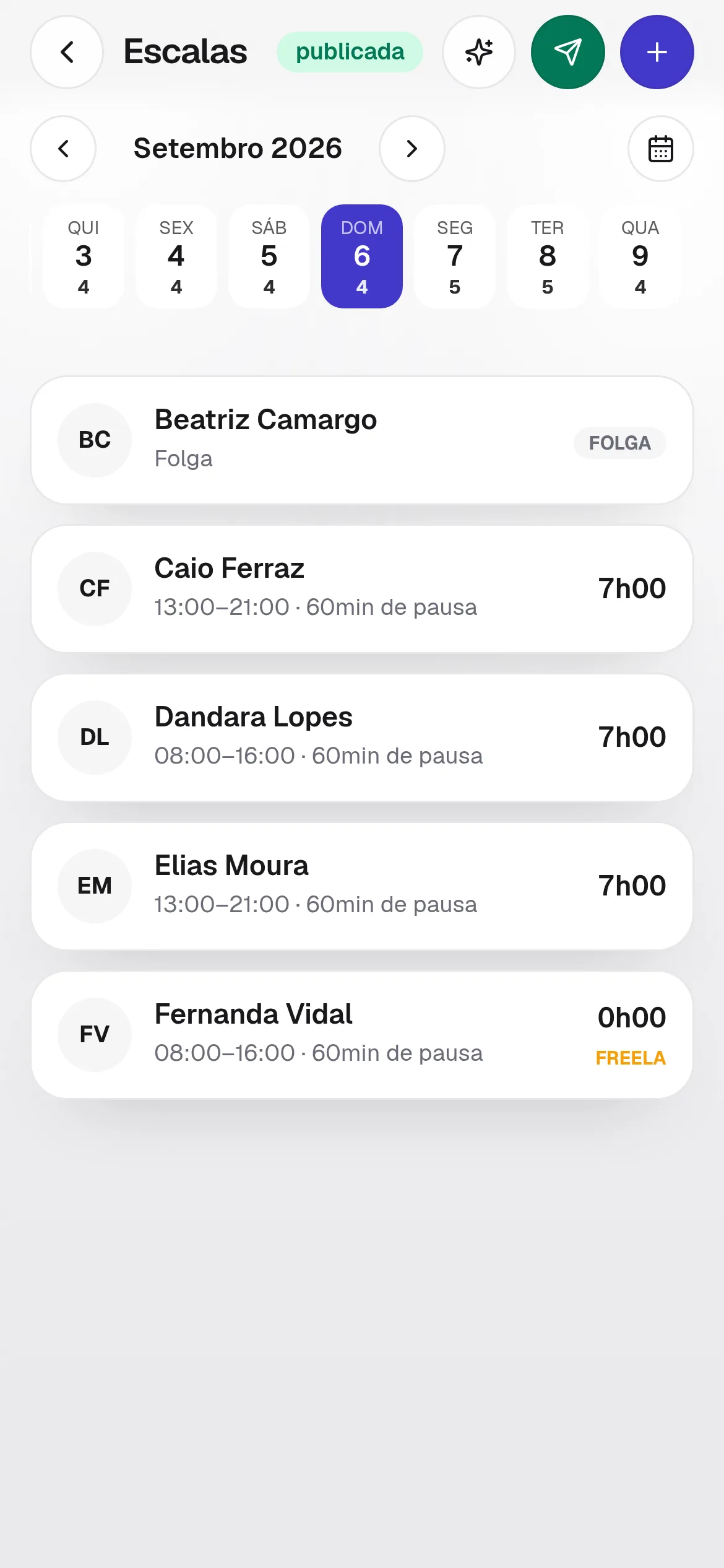 A escala do mês
